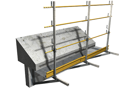 Pasarela peatonal en voladizo de protección perimetral de cubierta con alero Pasarela peatonal en voladizo de protección perimetral de cubierta con alero